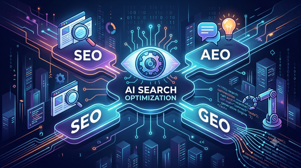 AI Search optimization - SEO - AEO - GEO Image
